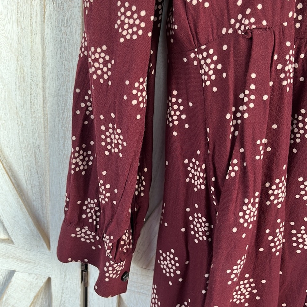 Boden burgundy cream crepe dress 14L - Picture 7 of 9